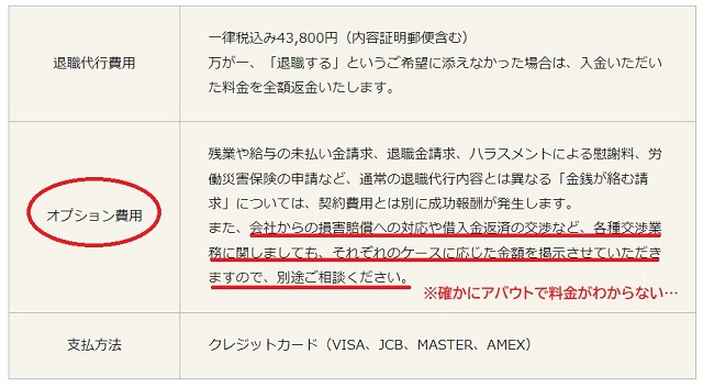 退職110番の料金体系