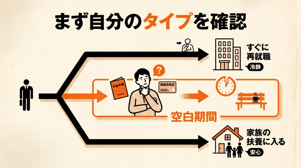退職後の手続きは「次にどうするか」で決まる|まず自分のタイプを確認