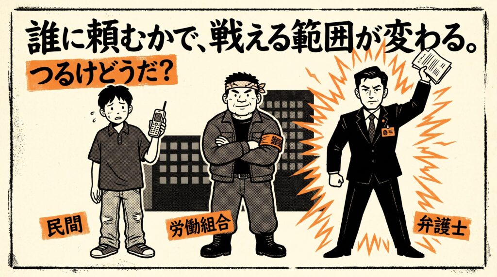 退職代行は弁護士・労働組合・民間で何が違う?できることの差
