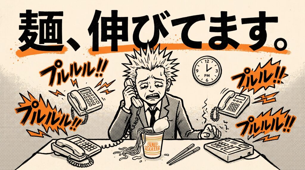 体験談③:昼休みも電話番でカップラーメンが伸びる【私の話】