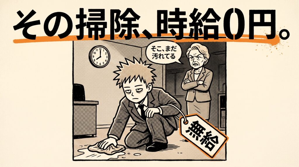 体験談②:始業30分前に強制出社で掃除【私の話】